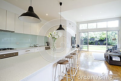 Contemporary kitchen living room Stock Photo