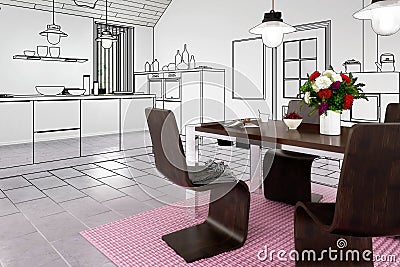 Contemporary kitchen renovation concepts Stock Photo