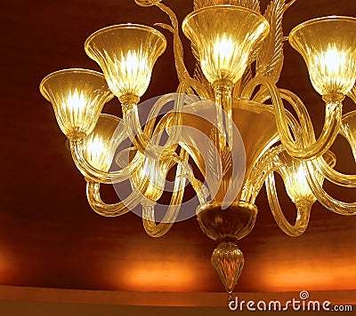 Contemporary light chandelier Stock Photo