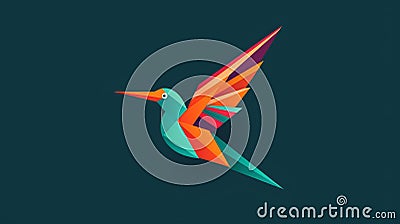 Contemporary logo featuring an abstract bird. Beautiful illustration picture. Generative AI Cartoon Illustration