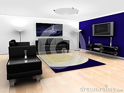 Contemporary lounge interior Stock Photo