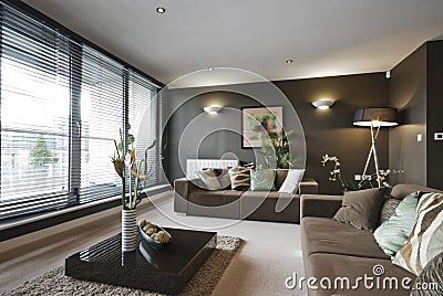 Contemporary luxury living room Stock Photo