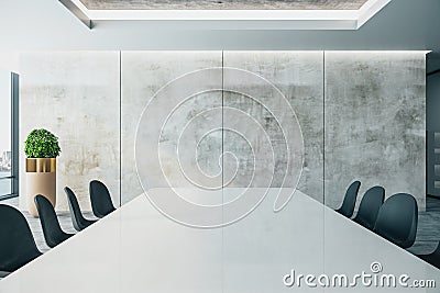 Contemporary meeting interior with long conference table Stock Photo