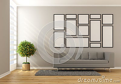 Contemporary minimalist living room Stock Photo