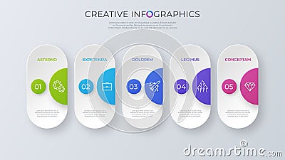 Contemporary minimalist vector infographic design with five options. Vector Illustration