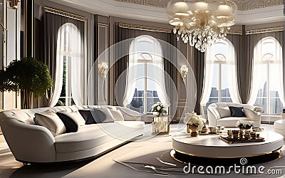 Contemporary Opulence: High-End Room Interior in Elite Class for the Modern Age Stock Photo