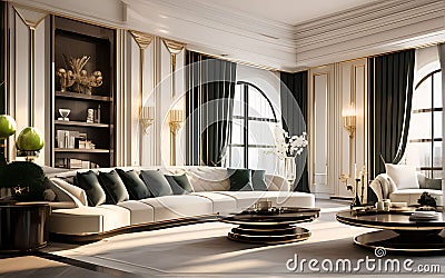 Contemporary Opulence: High-End Room Interior in Elite Class for the Modern Age Stock Photo