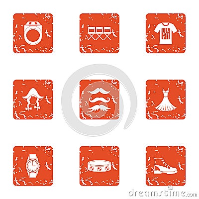 Contemporary person icons set, grunge style Vector Illustration