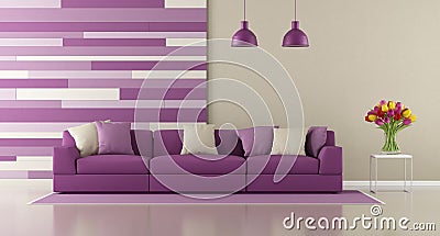 Contemporary purple living room Stock Photo