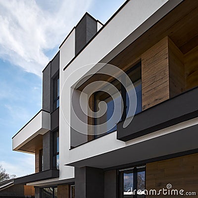 Contemporary Residential Building Exterior in the Daylight Stock Photo