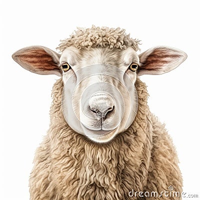 Contemporary Scandinavian Art: Photo-realistic Sheep Portrait On Large Canvas Stock Photo