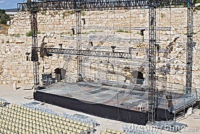 Contemporary scene in the Roman amphitheater. Stock Photo