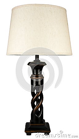 Contemporary Sculpted Wood Accent Table Lamp Stock Photo