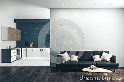 Contemporary studio kitchen interior Stock Photo