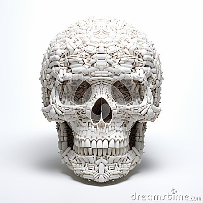 Contemporary Take On Medieval Art: Large White Skull Made Of Pills Stock Photo