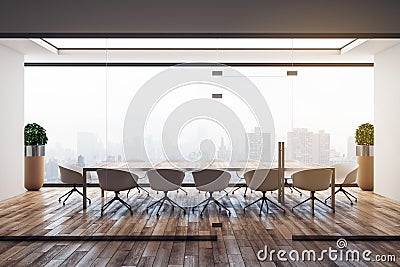 Contemporary wooden conference room interior Stock Photo