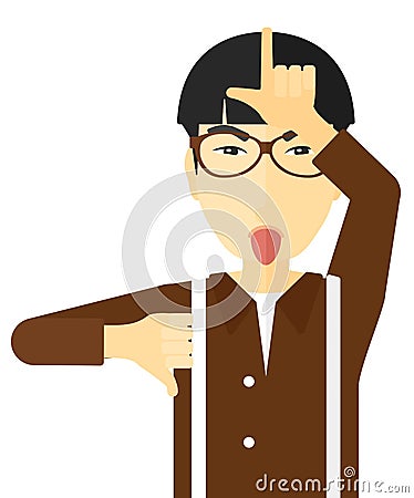 Contemptuous man sticking out his tongue Vector Illustration