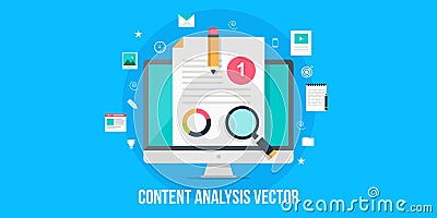 Content analysis concept - flat design web banner Vector Illustration