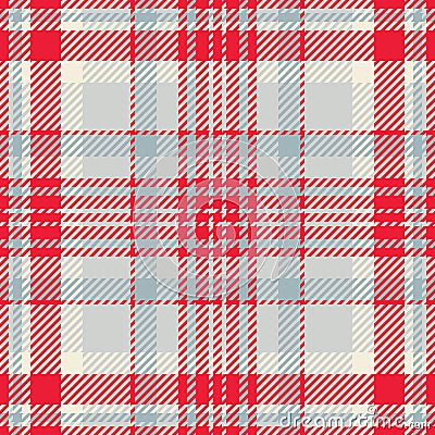 Content check seamless texture, warmth tartan background vector. Workshop textile plaid pattern fabric in red and light gray Vector Illustration