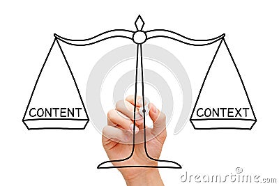 Content And Context Balance Marketing Scale Concept Stock Photo