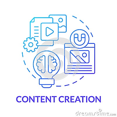 Content creation blue gradient concept icon Vector Illustration