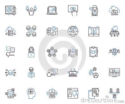 Content creation line icons collection. Writing, Blogging, Copywriting, Photography, Videography, Graphic design Vector Illustration