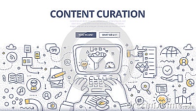 Content Curation Doodle Concept Vector Illustration