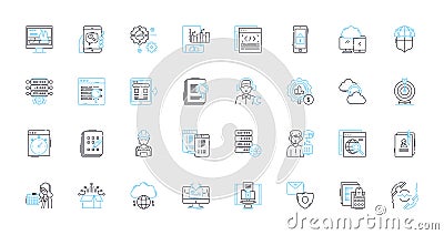 Content design linear icons set. Clarity, User-friendly, Visuals, Headings, Concise, Consistent, Structure line vector Vector Illustration