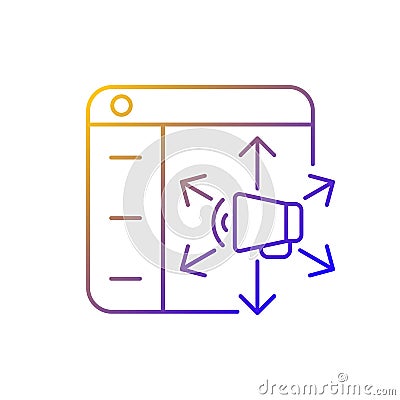 Content distribution platforms gradient linear vector icon Vector Illustration