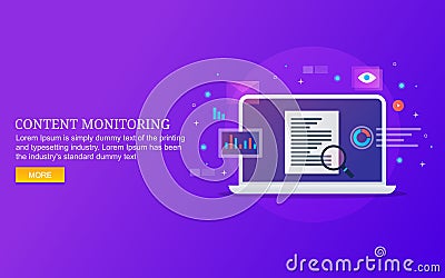 Content engagement rate analysis, content performance monitoring, digital content data, information, concept. Vector Illustration