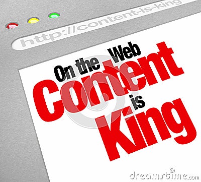 Content Is King Website Screen Increase Traffic More Articles Fe Stock Photo