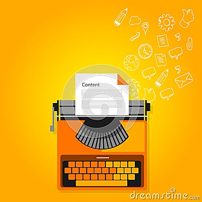 Content marketing copywriting typewriter Vector Illustration