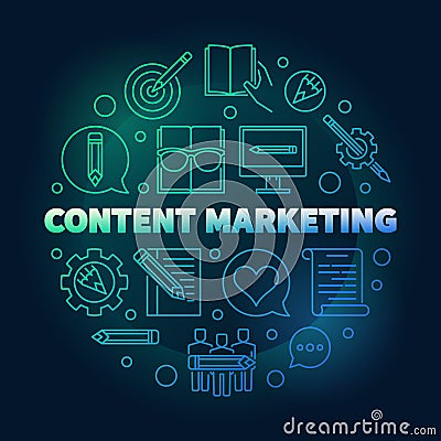 Content Marketing round vector colored illustration Vector Illustration