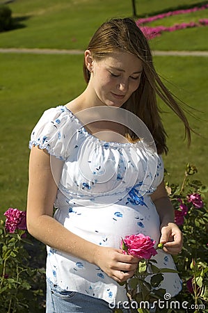 Content pregnant woman Stock Photo