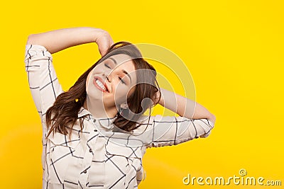 Content woman stretching Stock Photo