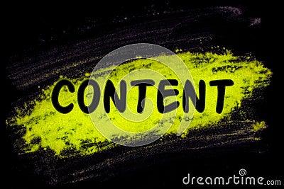 Content word with glow powder Stock Photo