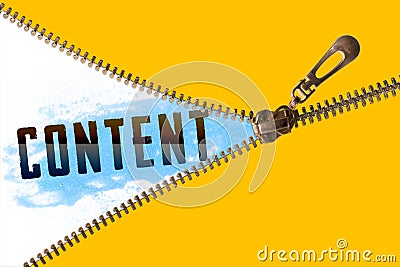 Content word under zipper Stock Photo