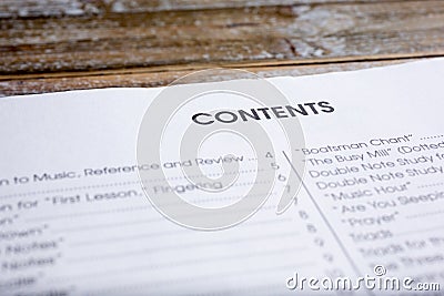 Contents page Stock Photo