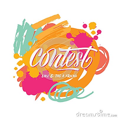 Contest card and abstract brush background. Vector Illustration
