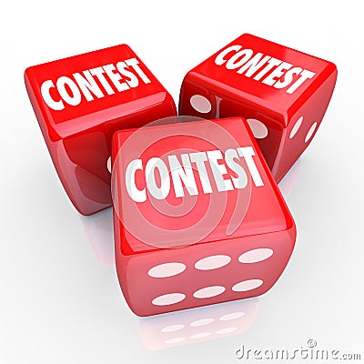 Contest Dice Word Roll Gamble Play to Win Stock Photo