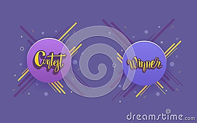 Contest and Winner card with decorative background. Vector illustration. Vector Illustration