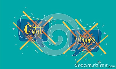 Contest and Winner card with decorative background. Vector illustration. Vector Illustration