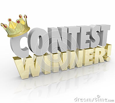 Contest Winner Crown Words Jackpot Lucky Prize Recipient Stock Photo
