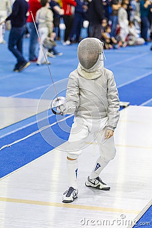 Contestants at the National Fencing Championship in Bucharest Stock Photo