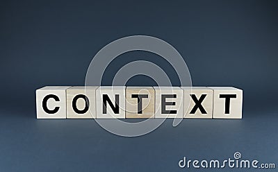Context. Cubes form the word Context Stock Photo
