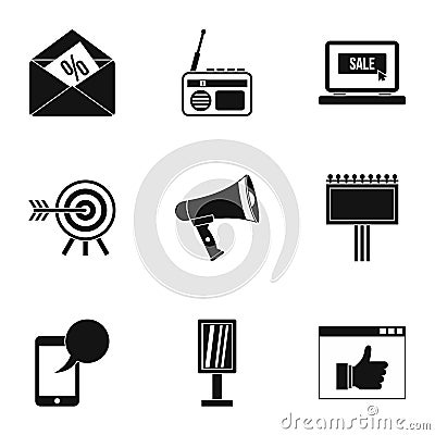 Contextual advertising icons set, simple style Vector Illustration