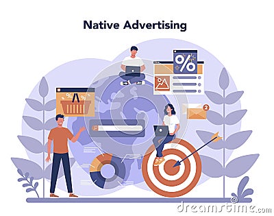 Contextual advertsing and targeting concept. Marketing campaign Vector Illustration