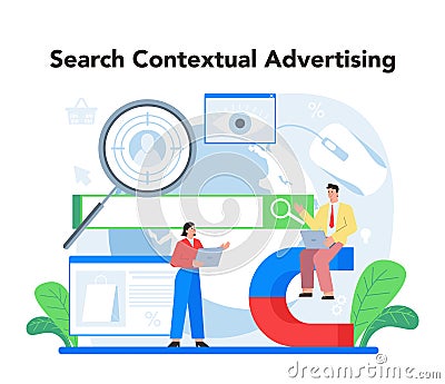 Contextual advertsing and targeting concept. Marketing campaign Vector Illustration