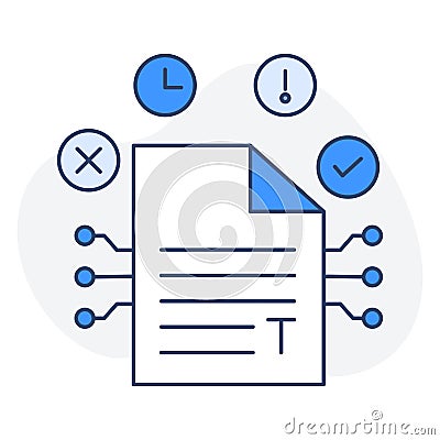 Contextual Recommendation icon. Textual Data Scrutiny. Document Content Inspection Vector Illustration