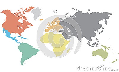 Continental worldmap Vector Illustration